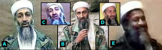 Picture of 5 Osama's with one that does not look like the others