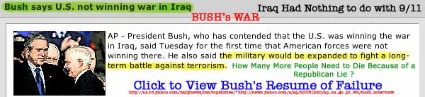 Bush's War - He wants to kill more people.