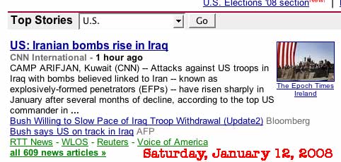 Screen shot Google 200801.12 - US: Iranian bombs rise in Iraq