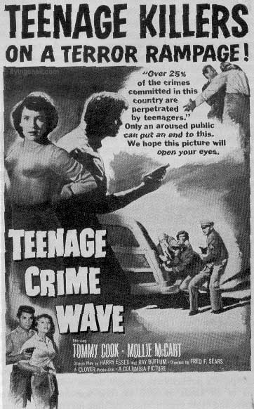 MOVIE POSTER SAYING 'TEENAGE KILLERS ON A TERROR RAMPAGE!'