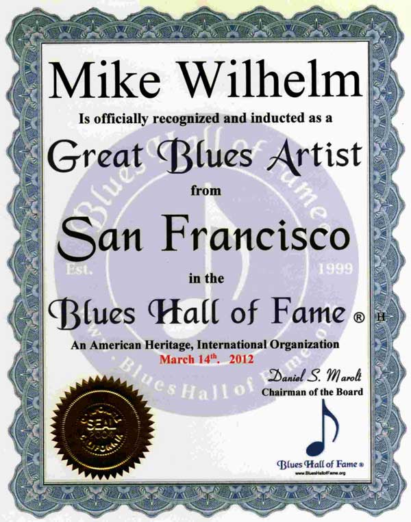 Mike Wilhelm inducted in the Blues Hall of Fame, March 14, 2012