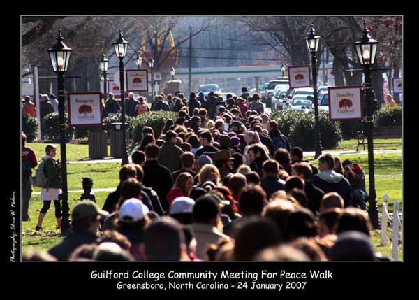 Guilford College Community Meeting For Peace Walk, Greensboro, North Carolina - 24 January 2007 - Photograph by Chris Nelson