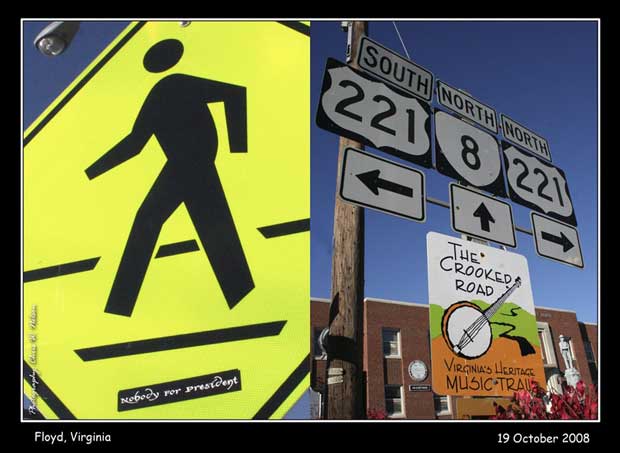 Floyd, Virginia, Main Street  Intersection  - Where Nobody's crossing the street!