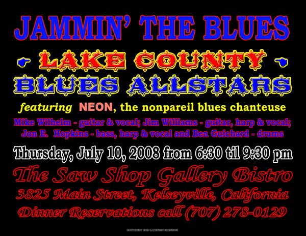 Lake County Blues Allstars - Kelsyeville, Ca. - Thursday July 10th - 6:30pm