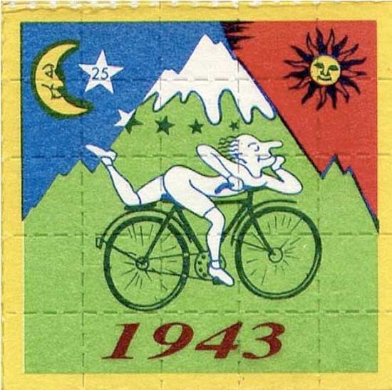 April 19, 1943 My Bicycle and Me ~ https://upload.wikimedia.org/wikipedia/commons/8/89/Hoffman_Bicycle_Day_-_full_square.JPG
