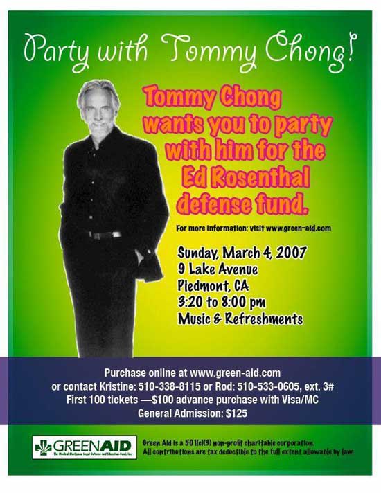 Invite from Tommy Chong to attend a benefit for Ed Rosenthal