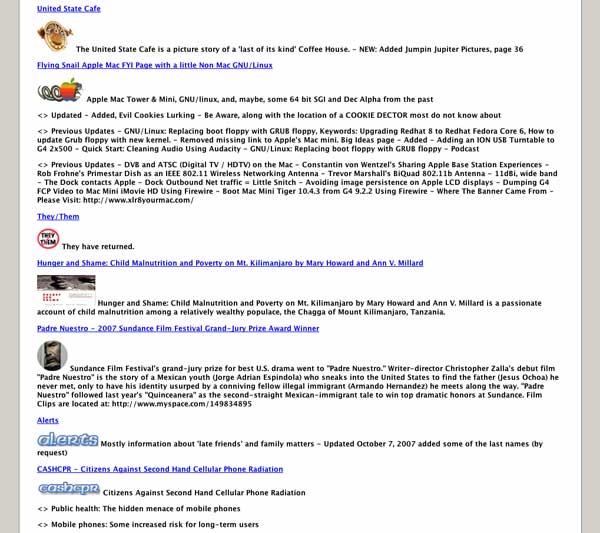 RSS 2.0 Feed as seen by FireFox browser, when clicking the Blue RSS feed in the address box, near the top of the page.