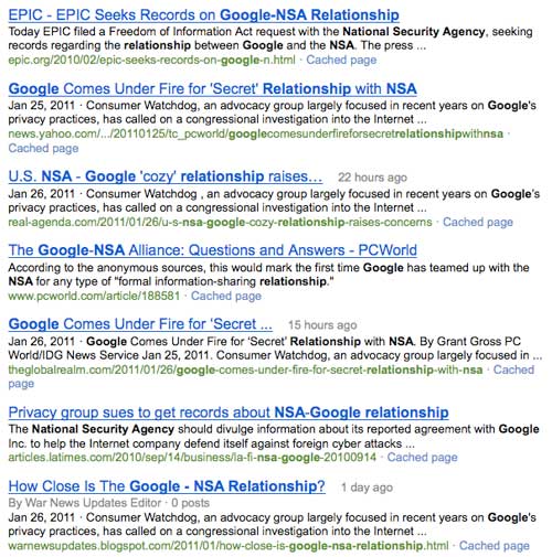 Google / NSA Relationship via Bing