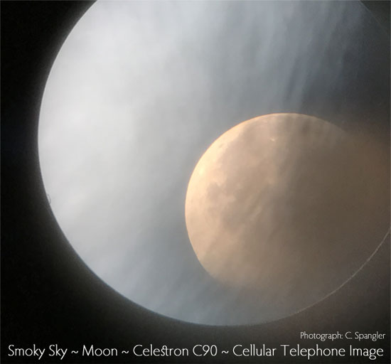 Smoky Sky ~ Moon ~ Celestron C90 ~ Cellular Telephone Image
