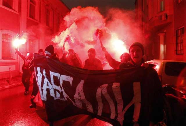 Russian Anarchists protest parliamentary elections and citizens boycott the vote - photo by SERGEI KARPUKHIN/RUSSIA