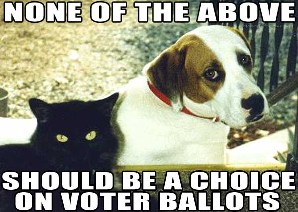 NONE OF THE ABOVE SHOULD BE A CHOICE ON VOTER BALLOTS