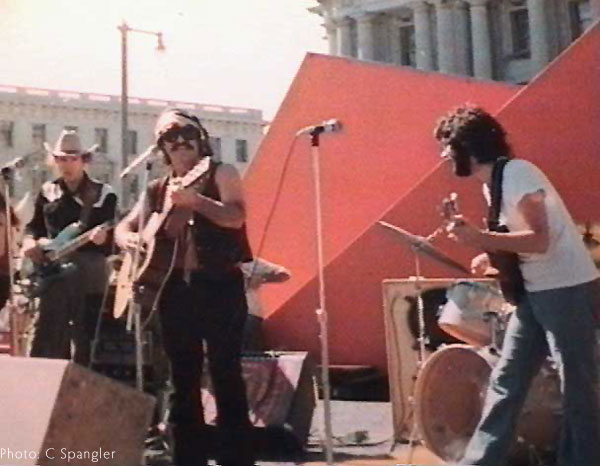 Nobody for President Rally 1976, Roadhog, L/R = Rodney Albin,Robert Hunter, Larry Klein ~ Photo: C Spangler