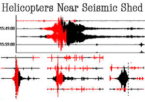What Helicopters flying near the seismic shed look like on the sensors.